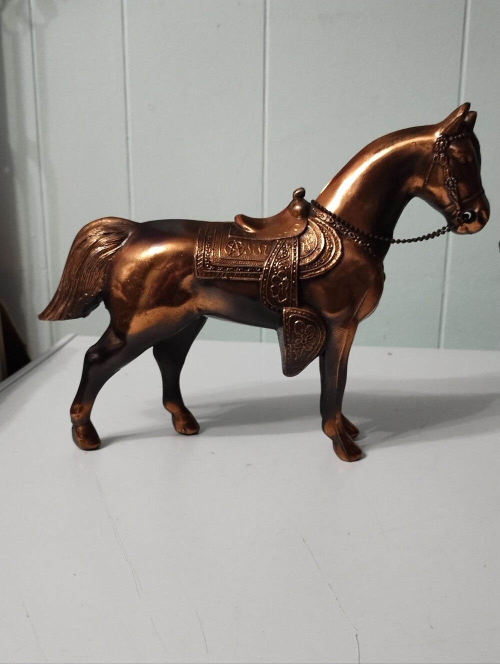 Vintage Copper-Tone Decorative Horse Figurine